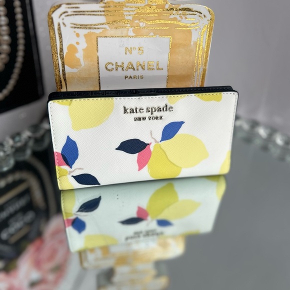 KATE SPADE NWOT Cameron Lemon Zest WLRU6141 Large Slim Bifold Wallet - Picture 5 of 10